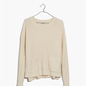 Madewell Patch Pocket Pullover Sweater Crew Neck Size Large Cream Knit